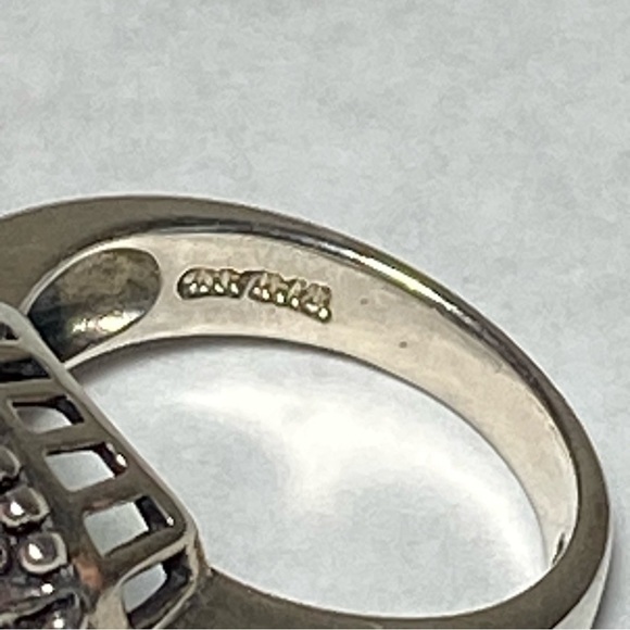 925 NF Thailand Sterling Silver Ring Blue Stone Size 6.75 Chunky Cocktail  9.49g - Picture 4 of 13